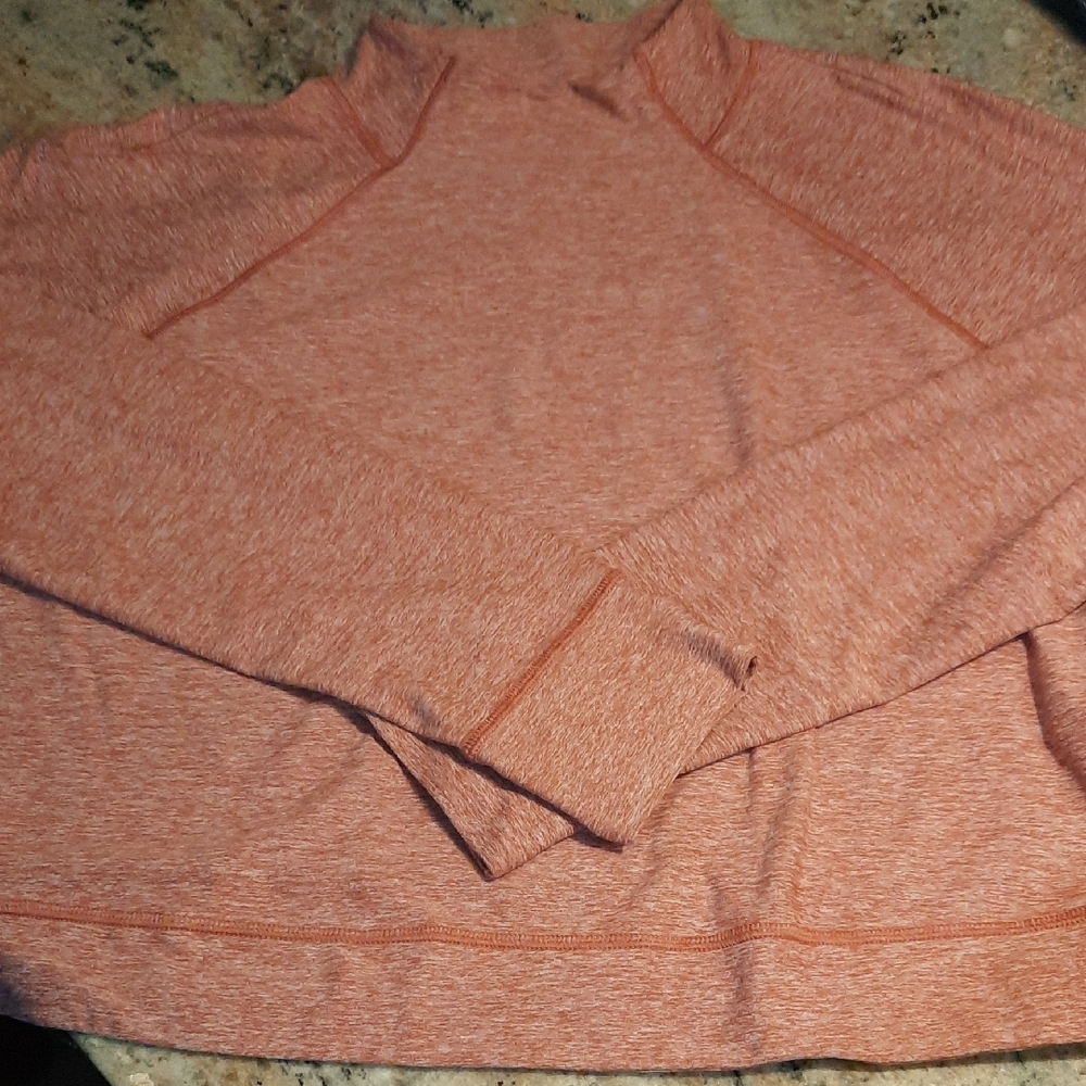 Duluth Trading Co Heathered Coral Cowl Neck Sweater